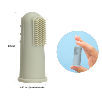 Baby Finger Toothbrush with Case, Food Grade Silicone, BPA Free, 2-Pack (Sage+Ether)
