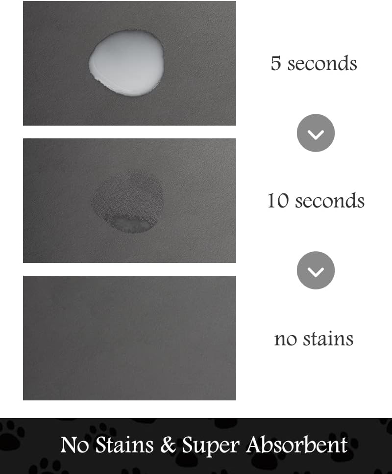 PADOOR Pet Feeding Mat-Absorbent Dog Mat for Food and Water Bowl-No Stains Easy Clean Dog Food Mat-Quick Dry Water Dispenser-Puppy Supplies Accessories