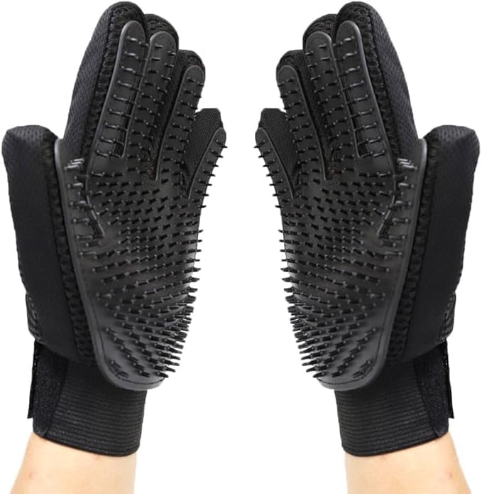 Limpet Grooming Glove- Hair remover gloves- Gentle shedding brushes for dogs, cats & horses (1 pair) (Blue)