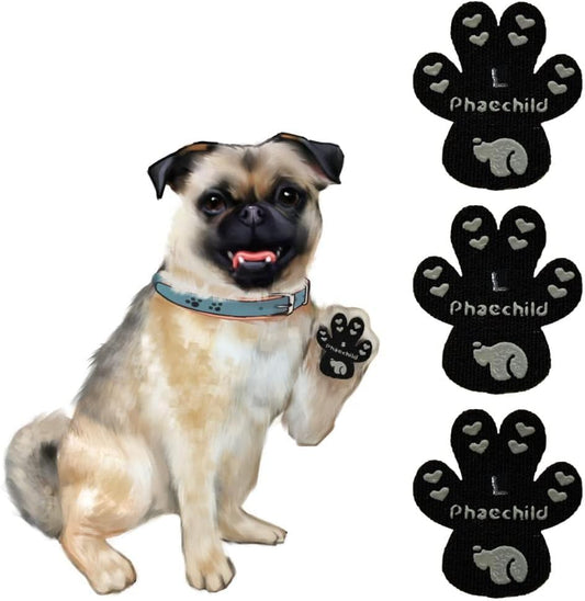 Dog Paw Pads Anti-Slip Grips,Dog Paw Protectors for Senior Dogs on Hot Pavement,Provides Traction to Keep Them from Slipping on Smooth Floors 12 sets-48 Pads Black XXL