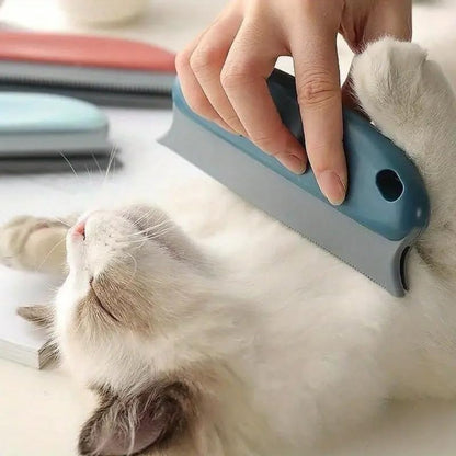 Pet Hair Removal Brush Gentle Rubber Bristles Ergonomic Plastic Handle for Cats and Dogs Cleans Sofa Bed Car Clothing, Dark Blue