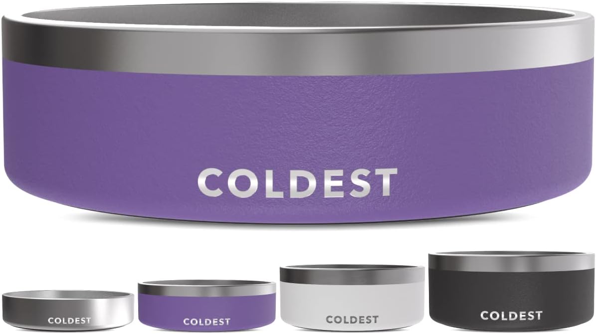 Coldest Dog Bowl - Anti Rust Metal, Non Slip, 3 Layers Insulated Stainless Steel Dog Bowls - Spill Proof & Heavy Duty - Water Bowl for Dogs, Cats & Pets, Dish Washer Safe (21 oz, Stealth Black)
