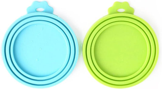 Comtim Pet Food Can Cover Silicone Can Lids for Dog and Cat Food(Universal Size,One fit 3 Standard Size Food Cans) (Blue/Purple)