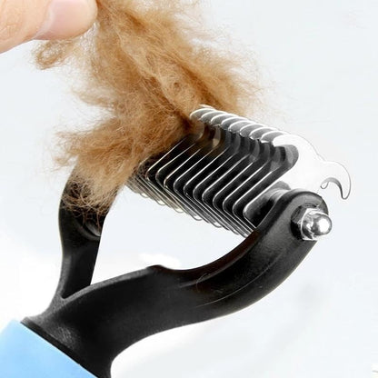 Pet Grooming Rake - Double-Sided Deshedding Dematting Tool, Undercoat Rake for Dogs & Cats, Extra-Wide Dog Grooming Brush & Deshedder Comb for Long Hair, Reduces Shedding 95%