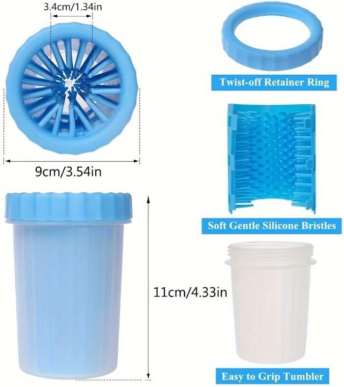 Portable Pet Paw Cleaner Cup for Dogs & Cats, No-Wipe Automatic Paw Washing Cup, Paw Cleaning Tool for Puppies & Kittens, 4.33" x 3.54" (Blue)