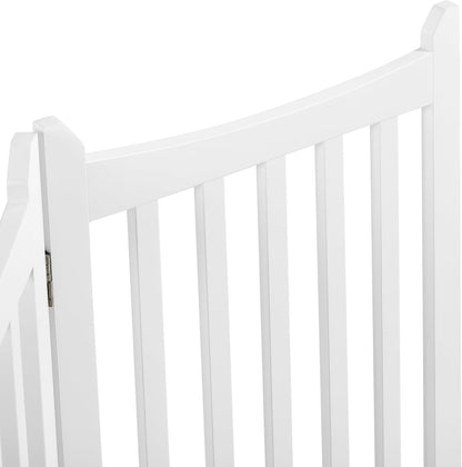 Topeakmart Dog Fence Indoor 36" Tall 4-Panels Wooden Foldable Dog Gate for Pets with 2 Support Feet Freestanding Pet Barrier for Doorways, Porch, Stairs, Kitchen White 79.5" L × 36" H