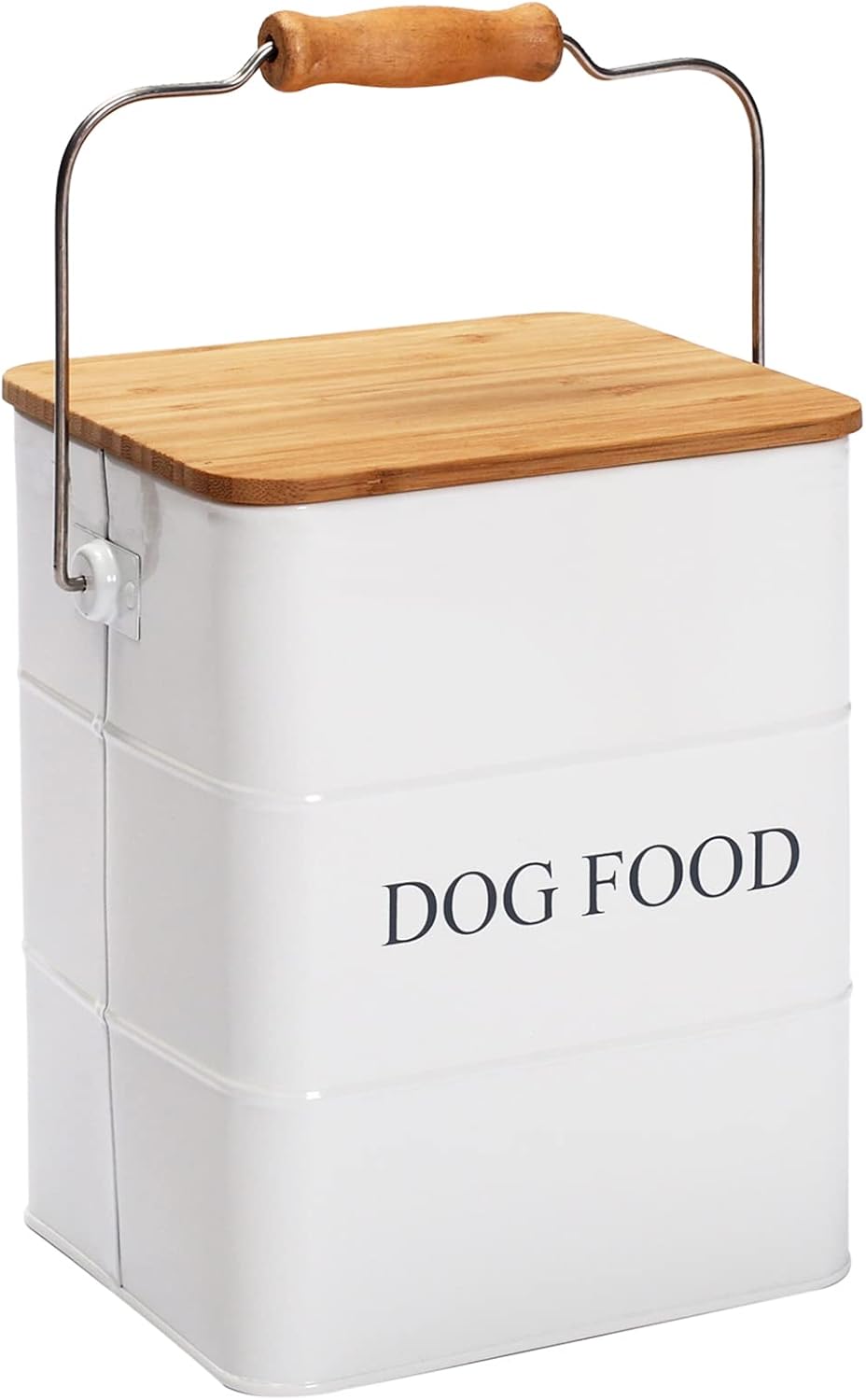 Dog Food storage container Dog Treats Jar,5~6 lb Metal food treats tin for Dog, pet snacks Canisters with wooden lid/handle/sevice scoop-Green