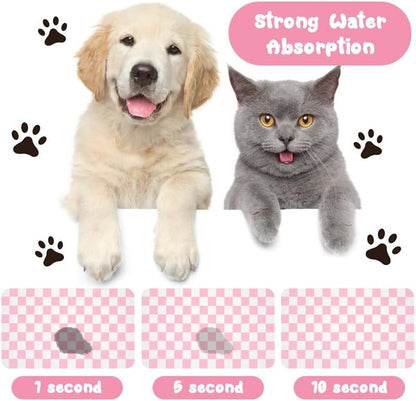 Dog Food Mats for Floors Waterproof, Pet Water Bowl Mats Pet Feeding Absorbent Placemats Plaid 12 * 20 inch
