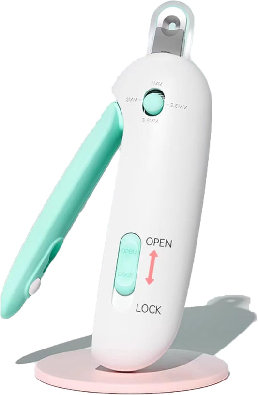 Cat Nail Clipper | Cat Nail Trimmer with Clipping Debris Storage, Adjustable Sizes, Hidden Nail File, Round Hole Blade for Injury-Free Grooming Tool for Pets, Pink