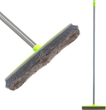 Rubber Broom and Pet Hair Removal Brush Set for Carpet, Fur Remover Broom with Squeegee for Wooden Floor, Detailing Lint Remover Brush for Pet Dog Cat Hair Car Interior