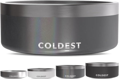 Coldest Dog Bowl - Anti Rust Metal, Non Slip, 3 Layers Insulated Stainless Steel Dog Bowls - Spill Proof & Heavy Duty - Water Bowl for Dogs, Cats & Pets, Dish Washer Safe (21 oz, Stealth Black)