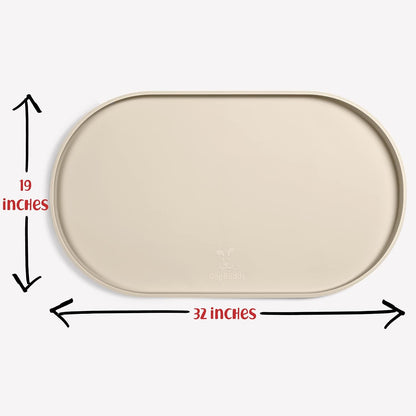 DogBuddy Dog Food Mat - Waterproof Dog Bowl Mat, Silicone Pet Mat for Food and Water Bowls, Nonslip Pet Feeding Mat with Edges, Dogs Food Mats for Floors, Puppy Supplies (Small, White Sand)