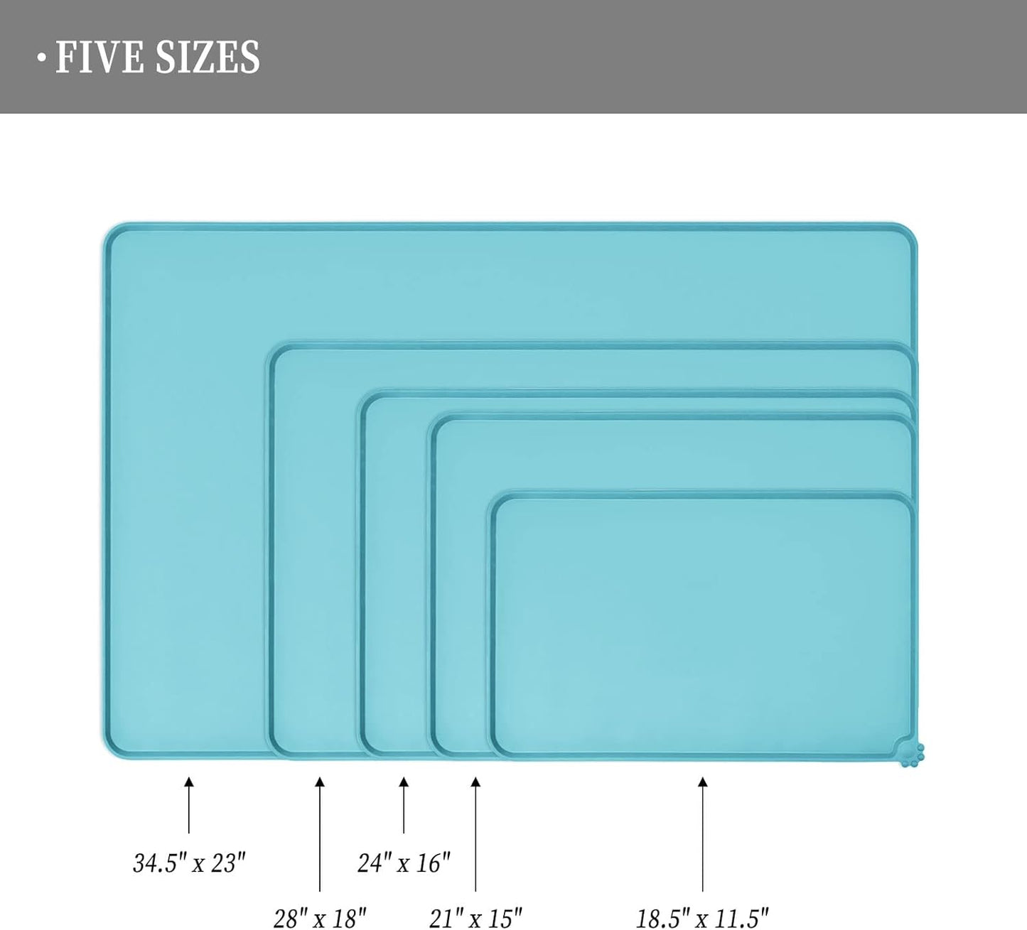 Reopet Waterproof Pet Feeding Mat, Non-Slip Silicone Placemats for Dog Cat Food and Water Bowl, High Raised Edges to Prevent Spills and Protect Floors