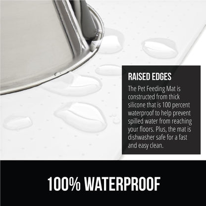 GORILLA GRIP 100% Waterproof Raised Edge BPA Free Silicone Pet Feeding Mat, Dog Cat Food Mats Contain Spills Protects Floors, Placemats for Cats and Dogs Water Bowl, 18.5x11.5, Gray