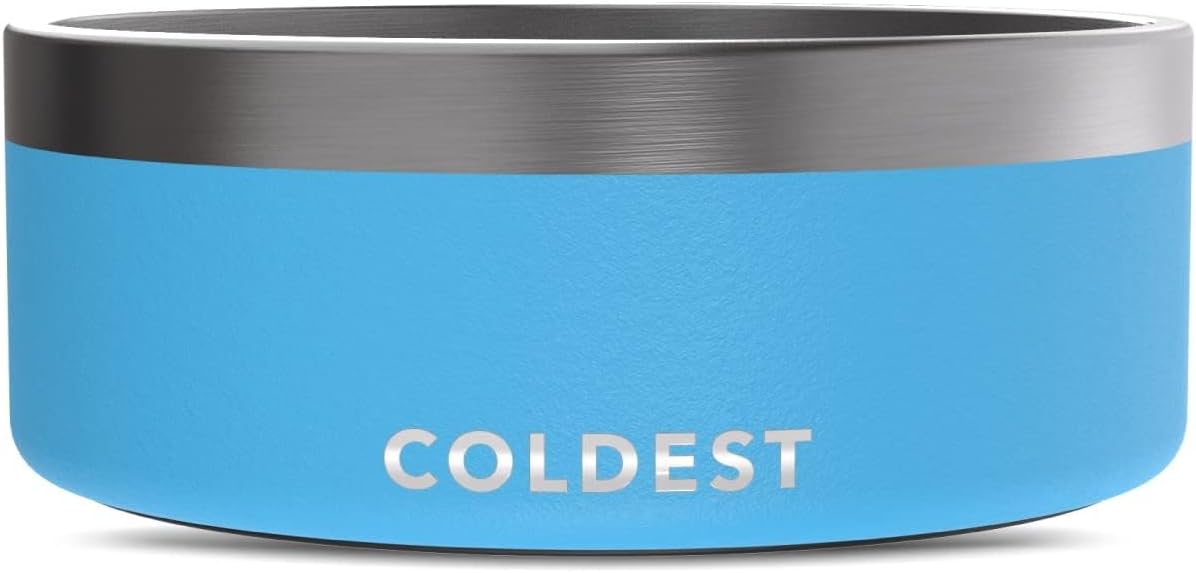 Coldest Dog Bowl - Anti Rust Metal, Non Slip, 3 Layers Insulated Stainless Steel Dog Bowls - Spill Proof & Heavy Duty - Water Bowl for Dogs, Cats & Pets, Dish Washer Safe (21 oz, Stealth Black)