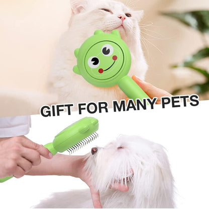 Pet Demon Brush, Cute Self Cleaning Slicker Brush for Dogs Cats Puppy Rabbit, Professional Pet Grooming Hair Removal Tool for Short & Long Hair