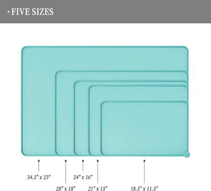 Reopet Waterproof Pet Feeding Mat, Non-Slip Silicone Placemats for Dog Cat Food and Water Bowl, High Raised Edges to Prevent Spills and Protect Floors