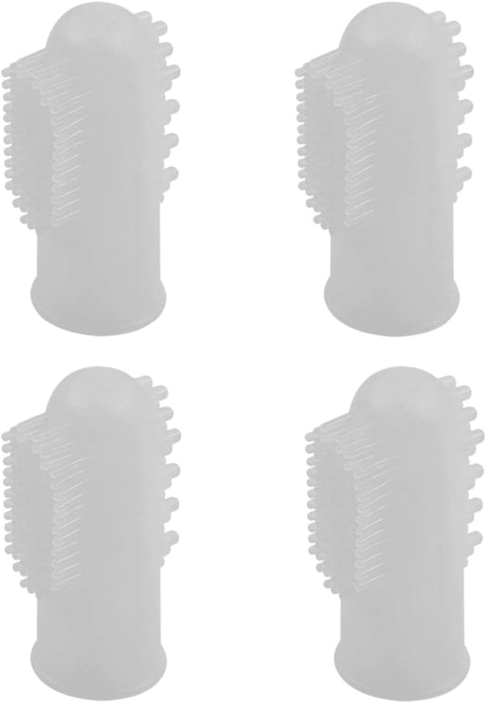 4Pcs Cat & Dog Toothbrush Dual-Head Finger Toothbrush Silicone Dental Brush for Puppy & Kitten Teeth Cleaning