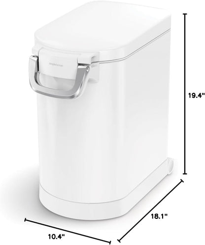 simplehuman Large Pet Food Storage Container, Holds 30-35 lb / 14-16 kg of Dry Dog Food, Cat Food, or Bird Seed, Airtight Lock-Tight Lid with Magnetic Scoop, BPA-Free, Brushed Stainless Steel
