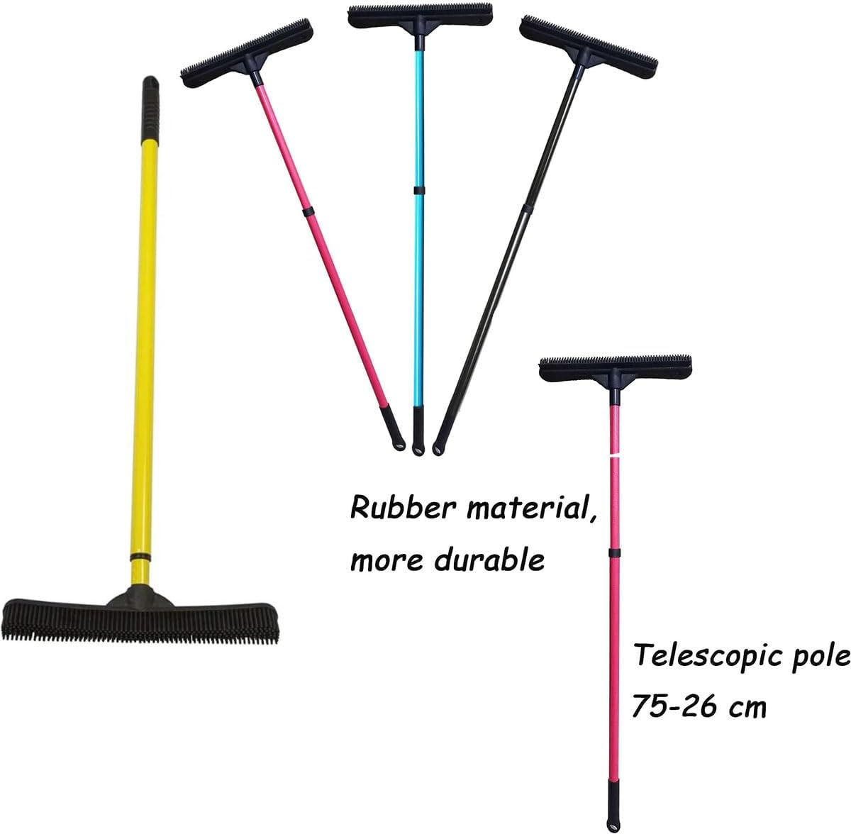 Pet Hair Remover Broom, Multifunctional Magic Broom, Rubber Broom Pet Hair Remover, Heavy Duty Pets Hairs Remove, Pets Hairs Removal Brooms for Carpets/Mats/Couch, Retractable (Red)
