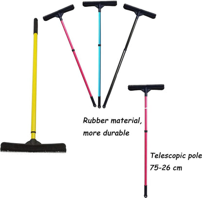 Pet Hair Remover Broom, Multifunctional Magic Broom, Rubber Broom Pet Hair Remover, Heavy Duty Pets Hairs Remove, Pets Hairs Removal Brooms for Carpets/Mats/Couch, Retractable (Red)
