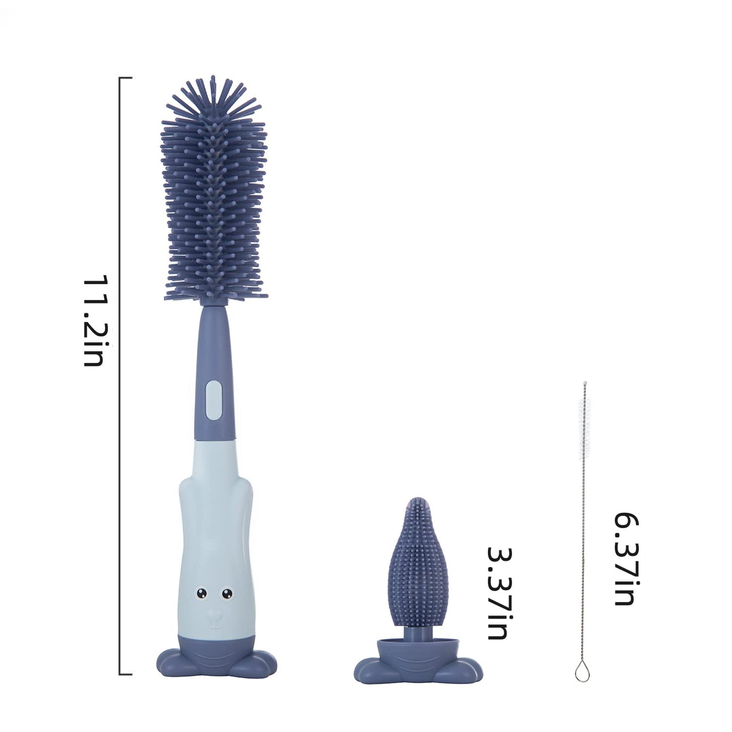 Chemimoso Cup Cleaning Brush, Silicone Baby Bottle Brush with Stand, Large Handle Water Bottle Brush Cleaner Set, with a Tiny Cup Lid Gap Cleaning Brushes Kit, Pawprint, Pink