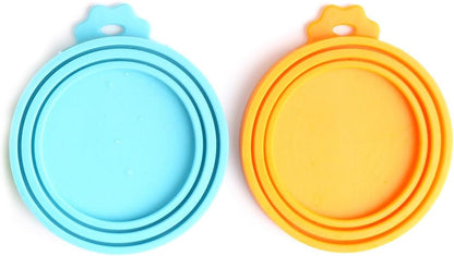 Comtim Pet Food Can Cover Silicone Can Lids for Dog and Cat Food(Universal Size,One fit 3 Standard Size Food Cans) (Blue/Purple)