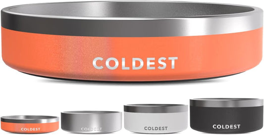 Coldest Dog Bowl - Anti Rust Metal, Non Slip, 3 Layers Insulated Stainless Steel Dog Bowls - Spill Proof & Heavy Duty - Water Bowl for Dogs, Cats & Pets, Dish Washer Safe (21 oz, Stealth Black)