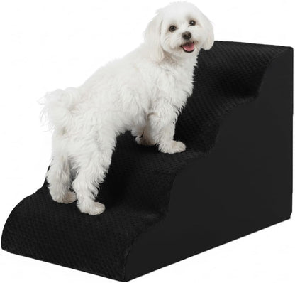 Oiilores Dog Stairs for Small Dogs 15" H, 3-Step Dog Steps Ramp for Couch Sofa and Chair with Anti-Slip Washable Cover and Durable High Density Foam, Pet Stairs for Cats, Grey