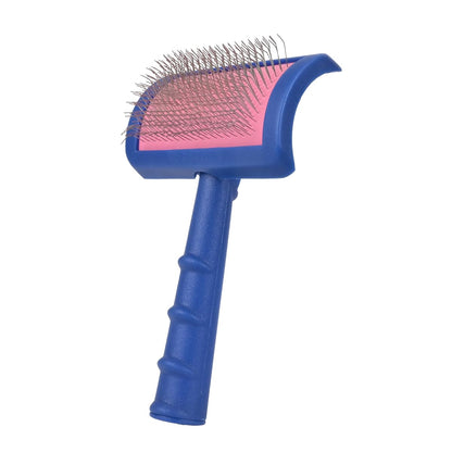 Show Tech Tuffer Than Tangles Slicker Brush for Dog Grooming with Long, Soft Pins, Medium Size, Perfect for Doodle Breeds, Angled Pins for Dematting, Remove Undercoat, Comfort Grip Handle