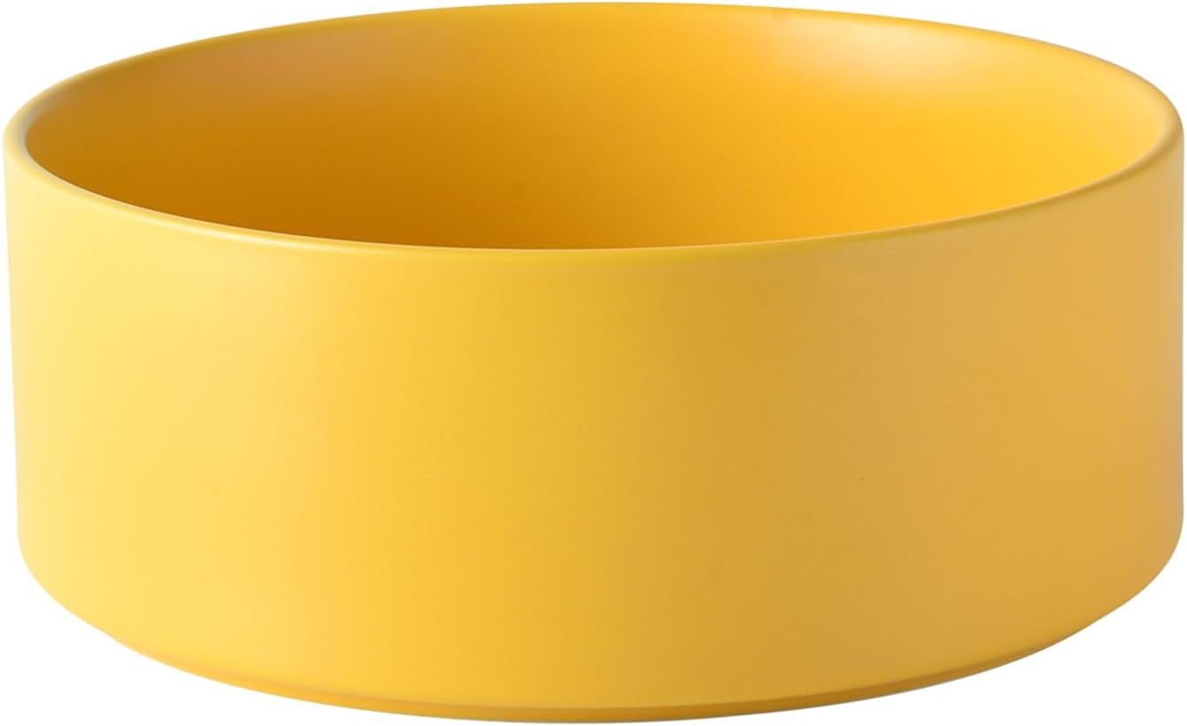 6'' Ceramic Raised Dog Bowl - 30Oz Dog Food & Water Bowl with Elevated Non-Slip Bamboo Stand, Dishwasher & Microwave Safe, Anti Vomiting Heavy Duty Pet Bowl for Small and Medium Dogs, White