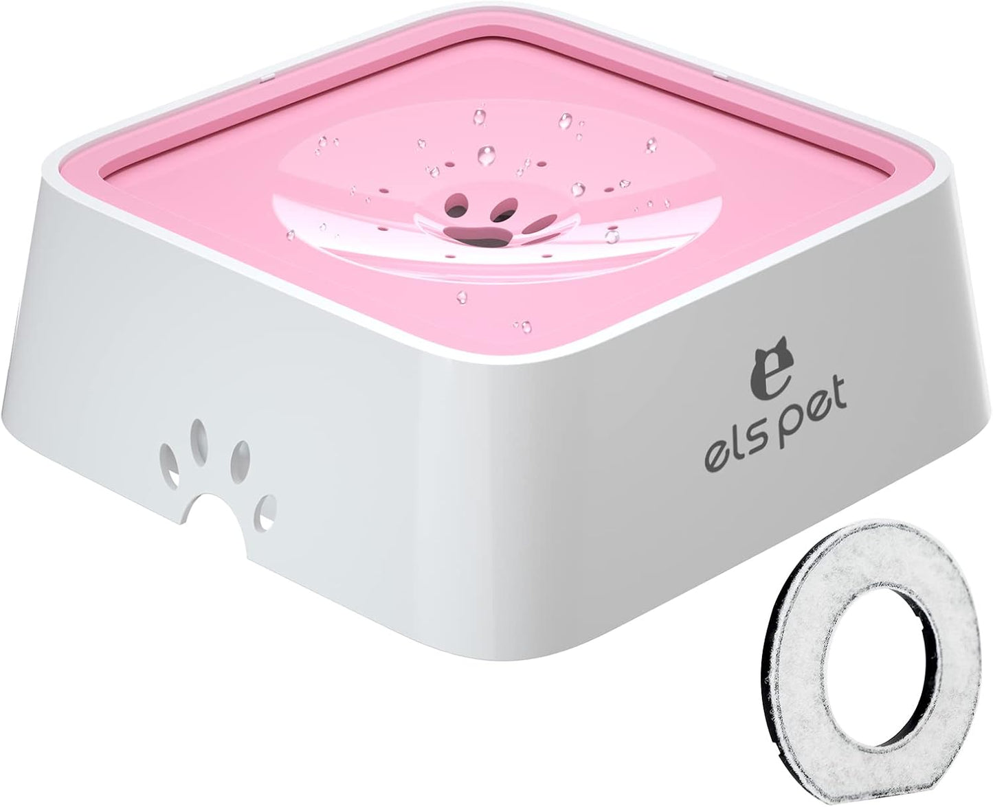 ELS PET Travel Bowl, No Spill, No Drip Slow Water Feeder/Dispenser for Dogs, Cats, 35oz/1L, Splash Proof Travel Bowl for Crate and Car, Keeps Floor & Beard Dry, Dishwasher Safe (Grey)