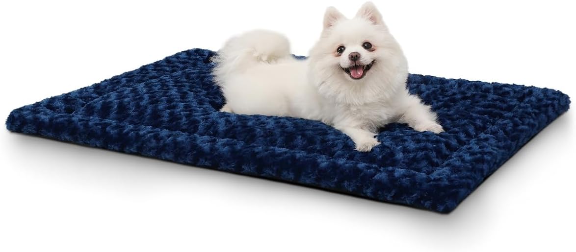 Washable Dog Bed Mat Ultra Soft Dog Crate Pad Comfy Fluffy Pet Kennel Beds Sleeping Mattress for Large Jumbo Medium Small Dogs, 36 x 23 Inch, Gray