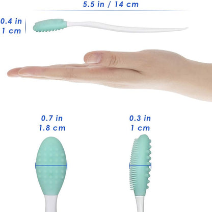 AUTOWT Dog Toothbrush, 4 Packs Silicone Pro Double-Sided Soft Comfort Gentle Dental Brushes Set Kit with 5.7 inches Curved Long Handle for Puppy Small Medium Dogs Cats Most Pet (Set 1)