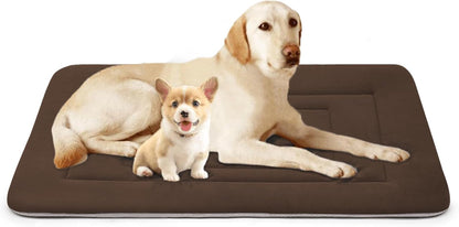 Dog Bed Soft Dog Crate Bed Pad Mat, 42 in Non Slip Bottom Washable Beds for Large Dogs, Pet Bed Mattress Kennel Pad, Dark Gray