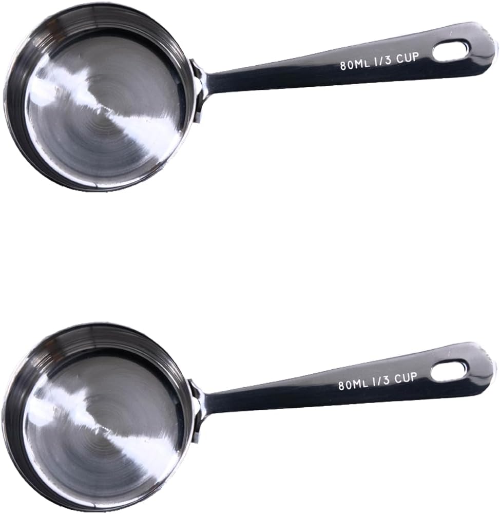 Honey Bear Kitchen 1/4 Cup 60 ml Leave-in Canister Scoops, Polished Stainless Steel (Set of 2)