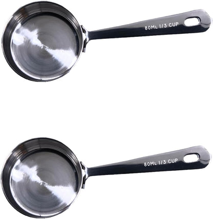 Honey Bear Kitchen 1/4 Cup 60 ml Leave-in Canister Scoops, Polished Stainless Steel (Set of 2)