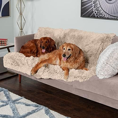 FurHaven Waterproof Throw Blanket For Dogs & Indoor Cats, Reversible Protective Pet Blanket, Extra Large, Long Faux Fur & Velvet, Mist Gray