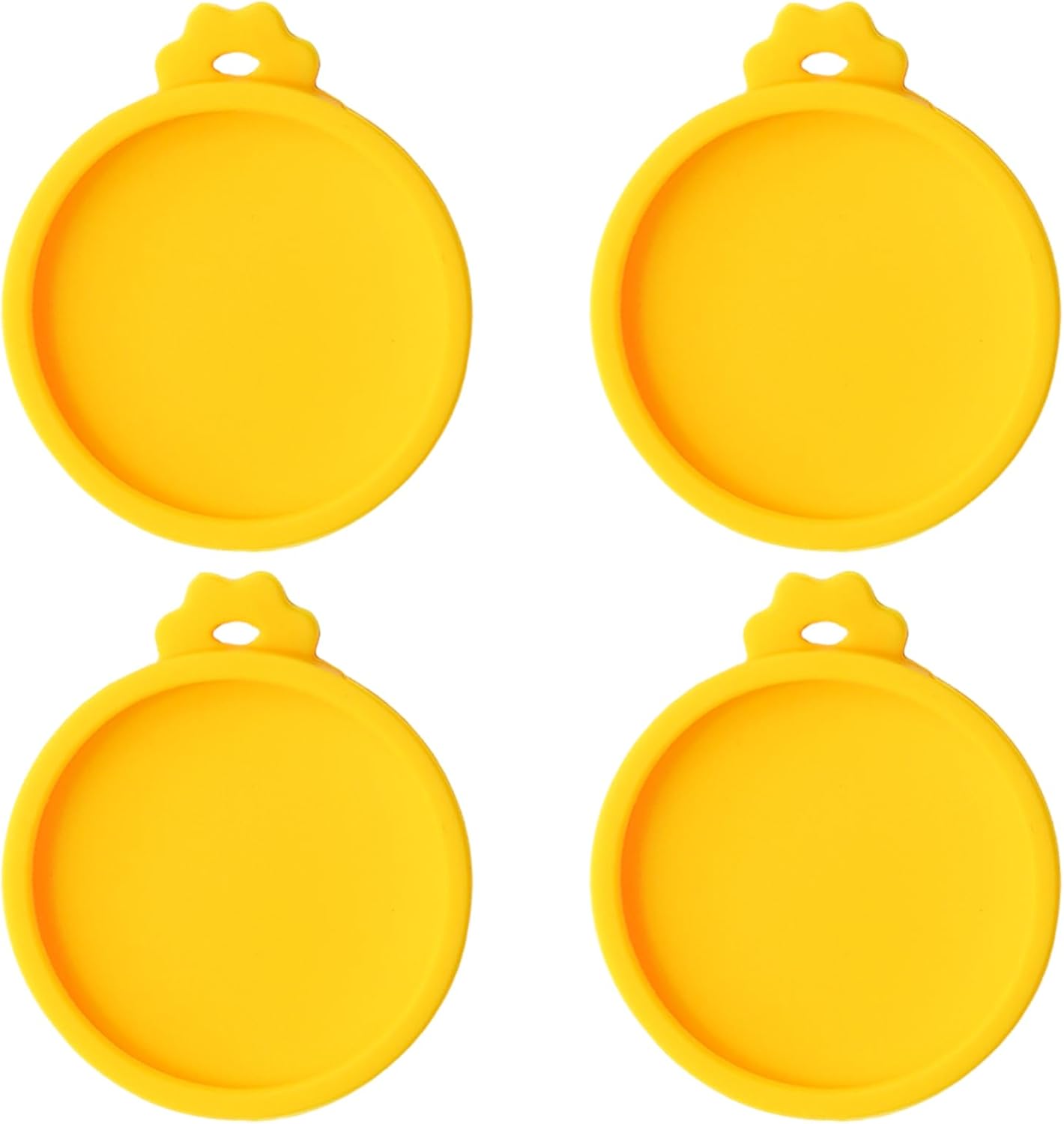 PINE & LINEN 4 Pcs 2.5inch Durable Pet Can Lids, Silicone Small Pet Can Covers Waterproof Cat Food Cans Lids for 3 oz Cat Food Cans（Yellow+Red+Pink+Blue）