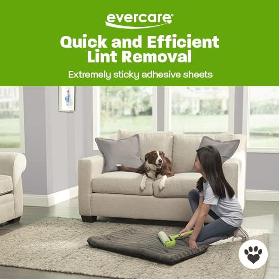 Evercare 10-Inch Mega All-Purpose Pet Hair Lint Roller Refill, 50 Sheets – Sticky Roller for Pet Hair, Cat & Dog Hair Remover, Lint Remover, Pet Hair Remover for Furniture, Clothing & Cars