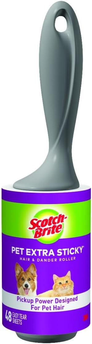 Scotch-Brite Pet Extra Sticky Lint Rollers 4 Rollers 48 Sheets Per Roller 192 Sheets Total
