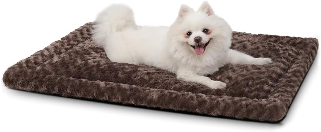 Washable Dog Bed Mat Ultra Soft Dog Crate Pad Comfy Fluffy Pet Kennel Beds Sleeping Mattress for Large Jumbo Medium Small Dogs, 36 x 23 Inch, Gray