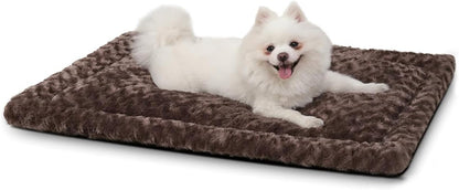 Washable Dog Bed Mat Ultra Soft Dog Crate Pad Comfy Fluffy Pet Kennel Beds Sleeping Mattress for Large Jumbo Medium Small Dogs, 36 x 23 Inch, Gray