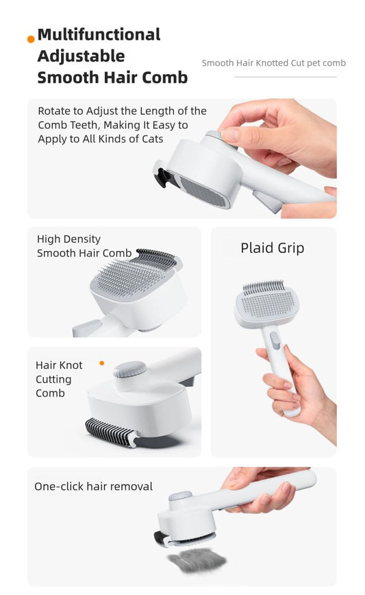 Pet Grooming Comb，Thinning & Detangling Brush with Cat-Claw Inspired Blades - Safe Dematting Tool for Long-Haired Cats/Dogs, Ergonomic Grip, Summer Cooling Solution
