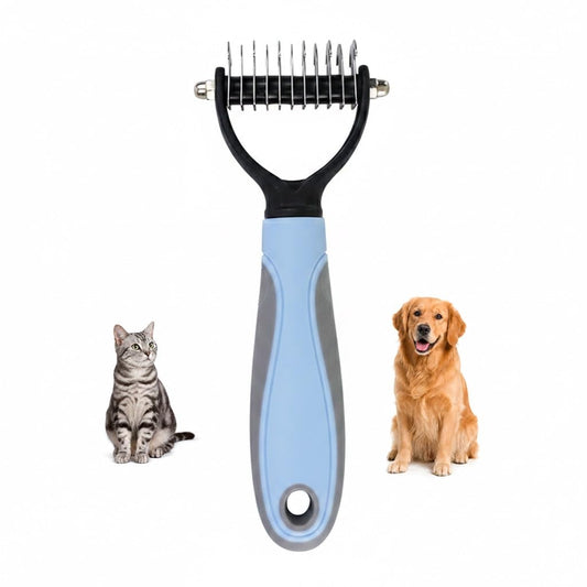 Pet Knotter Dog Grooming, Professional Deshedding Brush Cat Brushes for Shedding Comb Remove Loose Hair Undercoat Fur and Knots Safely Double Sided Dematting Detangler Remover Removing Flea Rake