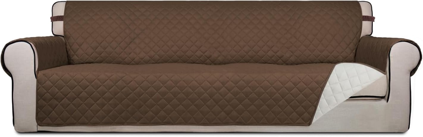 PureFit Reversible Quilted Sofa Cover, Water Resistant Slipcover Furniture Protector, Washable Couch Cover with Non Slip and Elastic Straps for Kids, Dogs, Pets (Sofa, Gray/Light Gray) - Colors B