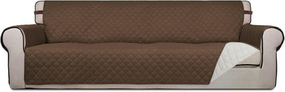 PureFit Reversible Quilted Sofa Cover, Water Resistant Slipcover Furniture Protector, Washable Couch Cover with Non Slip and Elastic Straps for Kids, Dogs, Pets (Sofa, Gray/Light Gray) - Colors B