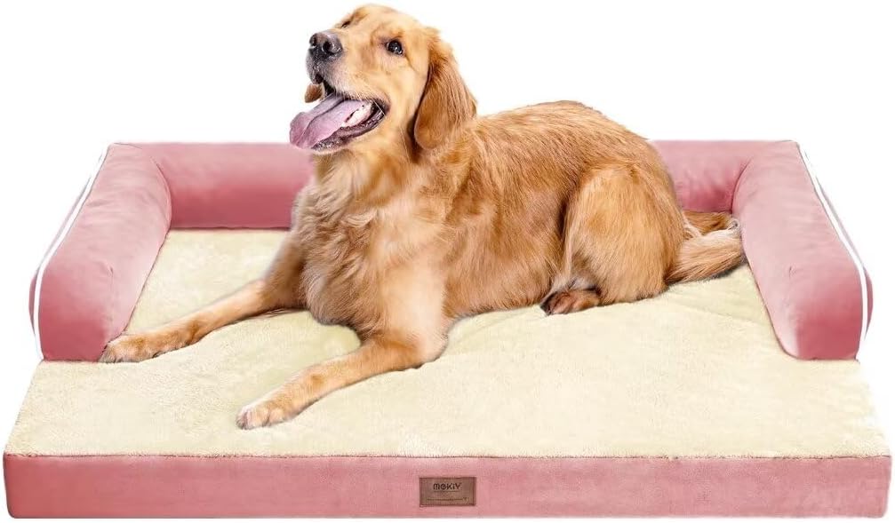 Large Dog Bed Orthopedic Washable - Beds Bolster - Medium XL XLarge Big Dogs - Memory Foam Couch Sofa - Waterproof with Removable Cover