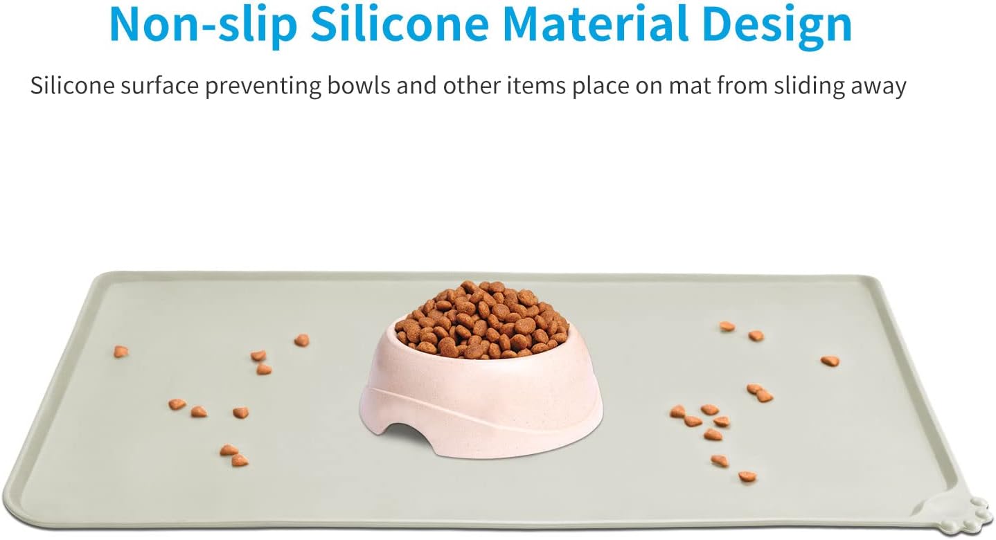 AUDWUD Silicone Waterproof Pet Feeding Mats,Anti Slip Bowl Pad,Dog Mat for Food and Water