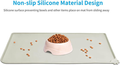 AUDWUD Silicone Waterproof Pet Feeding Mats,Anti Slip Bowl Pad,Dog Mat for Food and Water